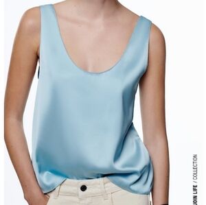 Zara Sky Blue Satin Camisole